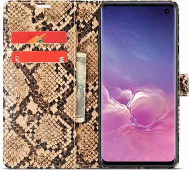 Samsung S10 Plus Beige - Slangen Book Case