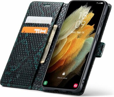 Samsung S21 Groen - Slangen Book Case