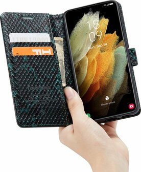 Samsung S21 Groen - Slangen Book Case