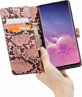 Samsung S10 Plus Roze - Slangen Book Case
