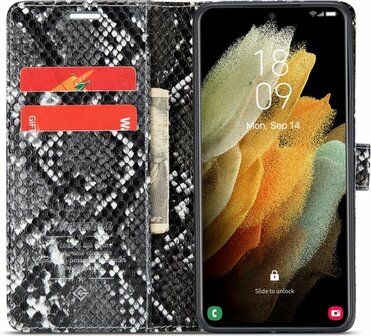 Samsung S21 FE Zwart - Slangen Book Case