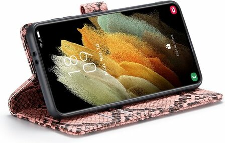 Samsung S21 FE Roze - Slangen Book Case