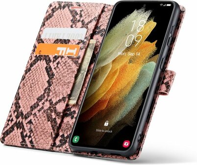 Samsung S21 FE Roze - Slangen Book Case