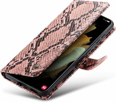 Samsung S21 FE Roze - Slangen Book Case