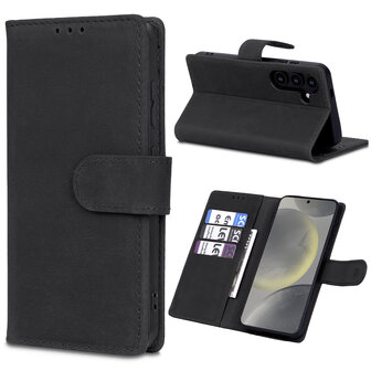 Samsung S25 - Charcoal Gray - Leather Book Case