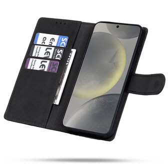 Samsung S25 - Charcoal Gray - Leather Book Case
