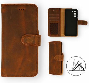 Samsung S21 Plus Bruin - Lederen Book Case