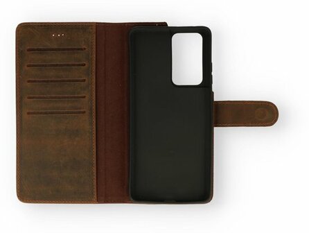 Samsung S21 Ultra Donker Bruin - Lederen Book Case