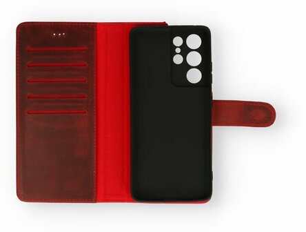 Samsung S21 Ultra Rood - Lederen Book Case