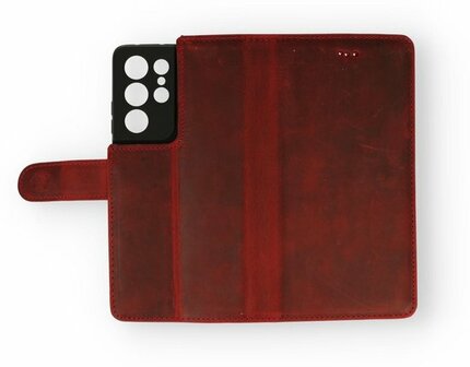 Samsung S21 Ultra Rood - Lederen Book Case
