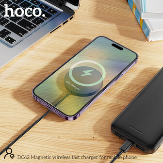Hoco MagSafe Oplader - Snel Lader (Type C) - 1m USB C - Zwart