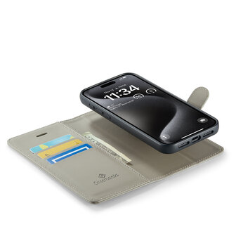 iPhone 15 Pro - 2 in 1 Book Case - Smoke Gray