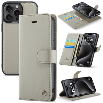 iPhone 15 Pro Max - 2 in 1 Book Case - Smoke Gray