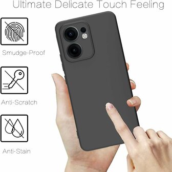 Reno 13 F - Siliconen Back Cover - Zwart