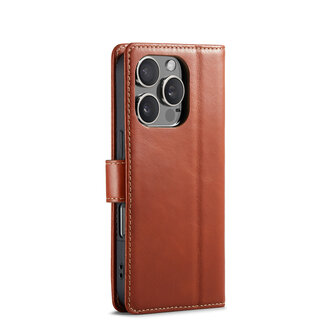 iPhone 16 Pro Max - Bruin - Lederen Book Case