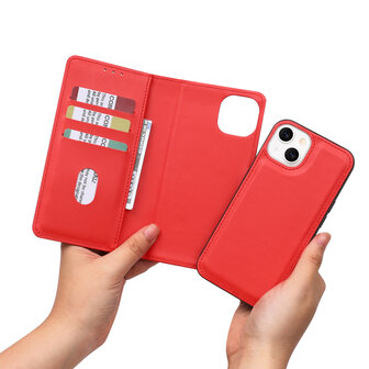 iPhone 16 Pro Max - 2 in 1 Afneembare Book Case - Rood