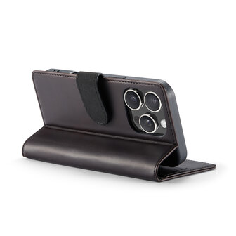 iPhone 16 Pro - Zwart - Lederen Book Case