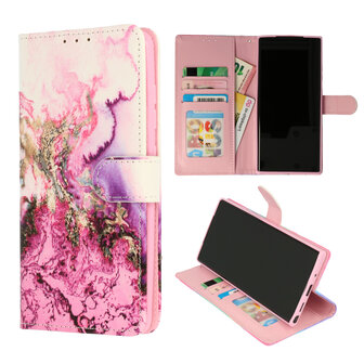 iPhone 16e - Marmer Paars - Book Case