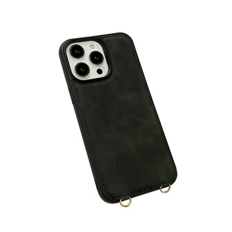 iPhone 15 Pro - Charcoal Gray - 2 in 1 MagSafe Wallet Case - met Koord