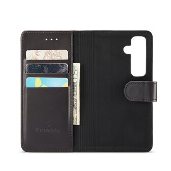 Samsung S24 - 2 in 1 Leather Book Case -  Charcoal Gray
