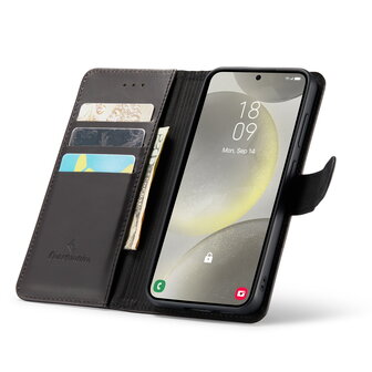 Samsung S24 - 2 in 1 Leather Book Case -  Charcoal Gray