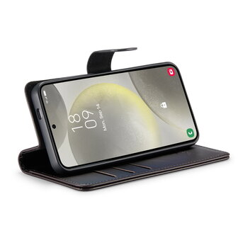 Samsung S24 - 2 in 1 Leather Book Case -  Charcoal Gray