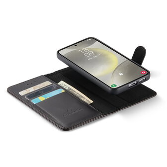 Samsung S24 - 2 in 1 Leather Book Case -  Charcoal Gray