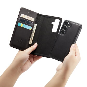 Samsung S24 - 2 in 1 Leather Book Case -  Charcoal Gray