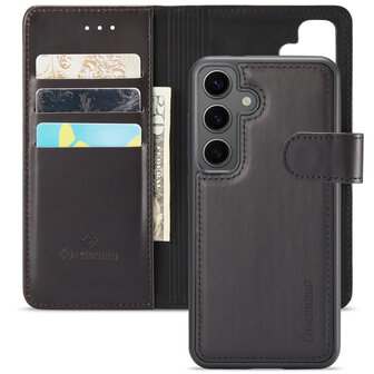 Samsung S24 - 2 in 1 Leather Book Case -  Charcoal Gray