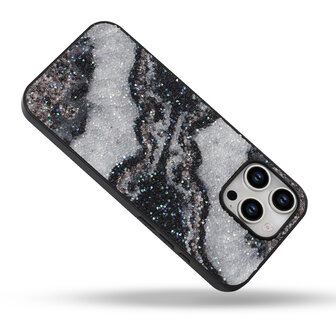 iPhone 16 Pro Max - Diamant Marmer Glitter - Zwart