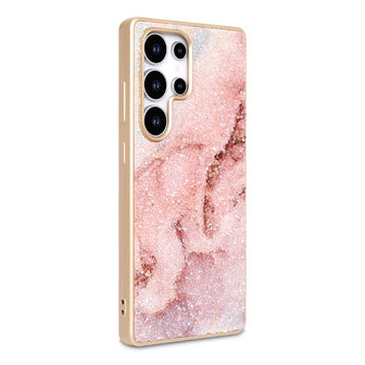 Samsung S22 Ultra - Diamant Marmer Glitter - Roze