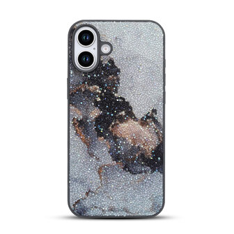 iPhone 16 Plus - Diamant Marmer Glitter - Grijs