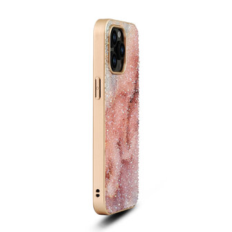 iPhone 14 Pro - Diamant Marmer Glitter - Roze