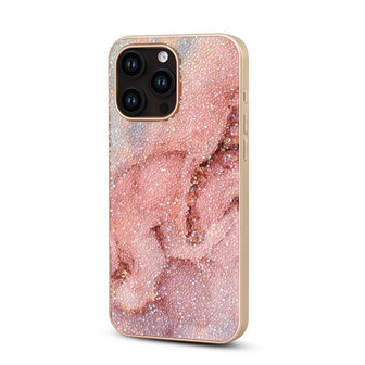 iPhone 14 Pro - Diamant Marmer Glitter - Roze