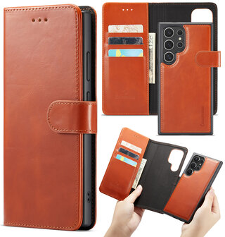 Samsung S24 Ultra - 2 in 1 Leather Book Case - Sienna Brown