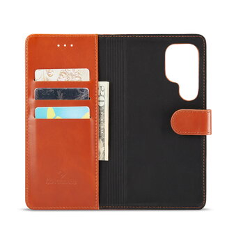 Samsung S24 Ultra - 2 in 1 Leather Book Case - Sienna Brown