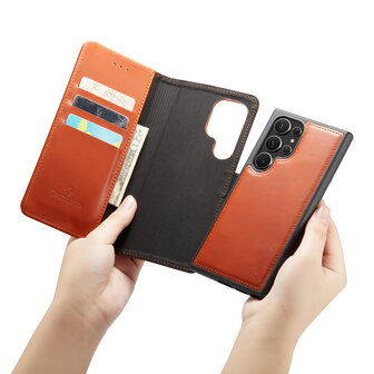 Samsung S24 Ultra - 2 in 1 Leather Book Case - Sienna Brown