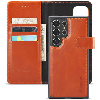 Samsung S24 Ultra - 2 in 1 Leather Book Case - Sienna Brown