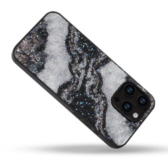 iPhone 14 Pro - Diamant Marmer Glitter - Zwart