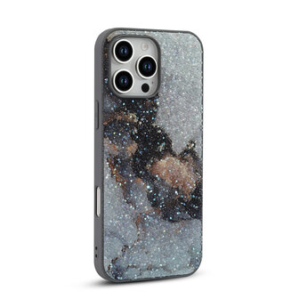 iPhone 16 Pro Max - Diamant Marmer Glitter - Grijs