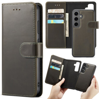 Samsung S24 - 2 in 1 Leather Book Case -  Emerald Green