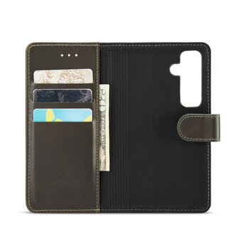 Samsung S24 - 2 in 1 Leather Book Case -  Emerald Green