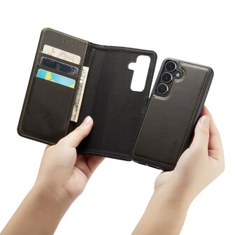 Samsung S24 - 2 in 1 Leather Book Case -  Emerald Green