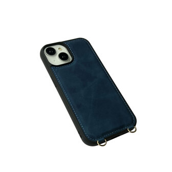 iPhone 16 - Navy Blue - 2 in 1 MagSafe Wallet Case met Koord