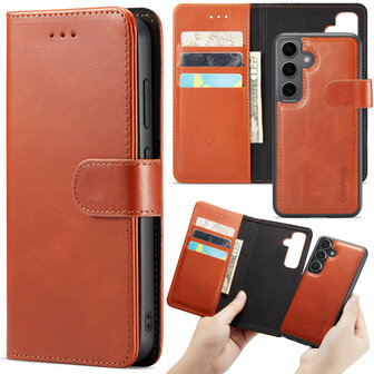 Samsung S24 - 2 in 1 Leather Book Case -  Sienna Brown