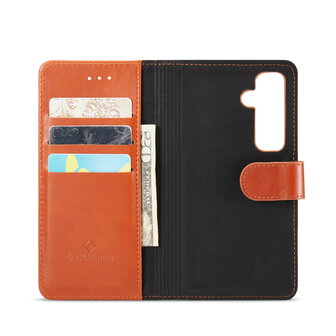 Samsung S24 - 2 in 1 Leather Book Case -  Sienna Brown