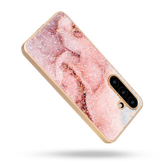 Samsung S23 FE - Diamant Marmer Glitter - Roze