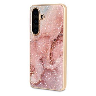 Samsung S22 - Diamant Marmer Glitter - Roze