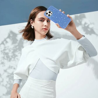 iPhone 16 Pro Max - Glitter Back Cover - Blauw