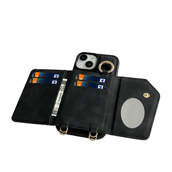 iPhone 16 - Charcoal Gray - 2 in 1 MagSafe Wallet Case met Koord